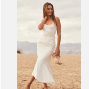 Asymmetrical satin spaghetti/adjustable strap dress